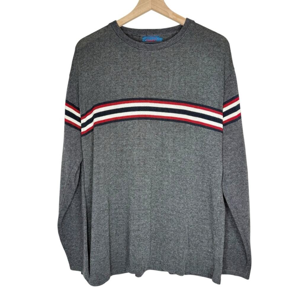 Vintage Men’s Y2K Trap Gray Stripe Sweater size large Made in USA